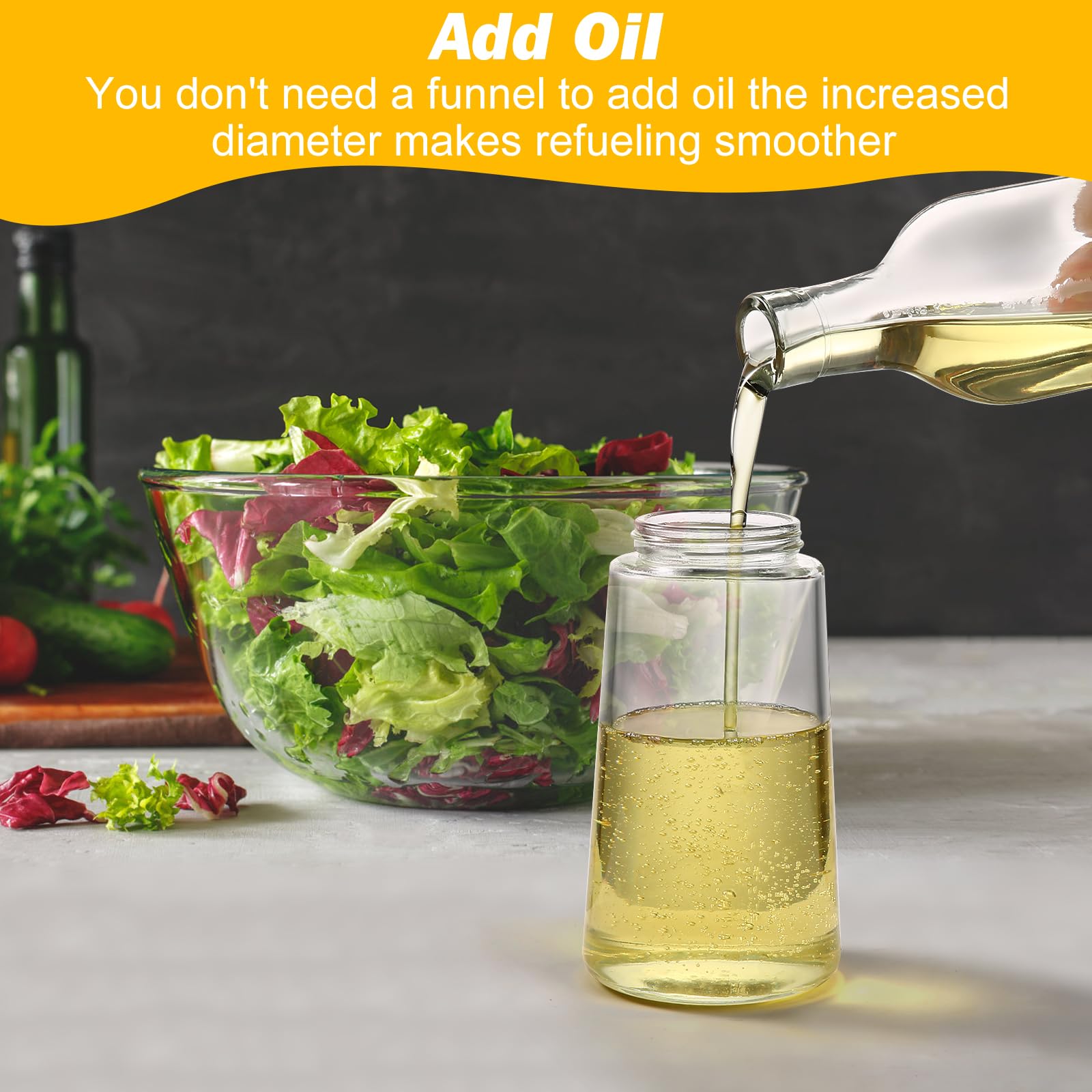 Air Fryers: 600ml 2 in 1 Glass Oil Sprayer Dispenser Kitchen Sprayz Cooking Baking Oil Bottle BBQ Spray White