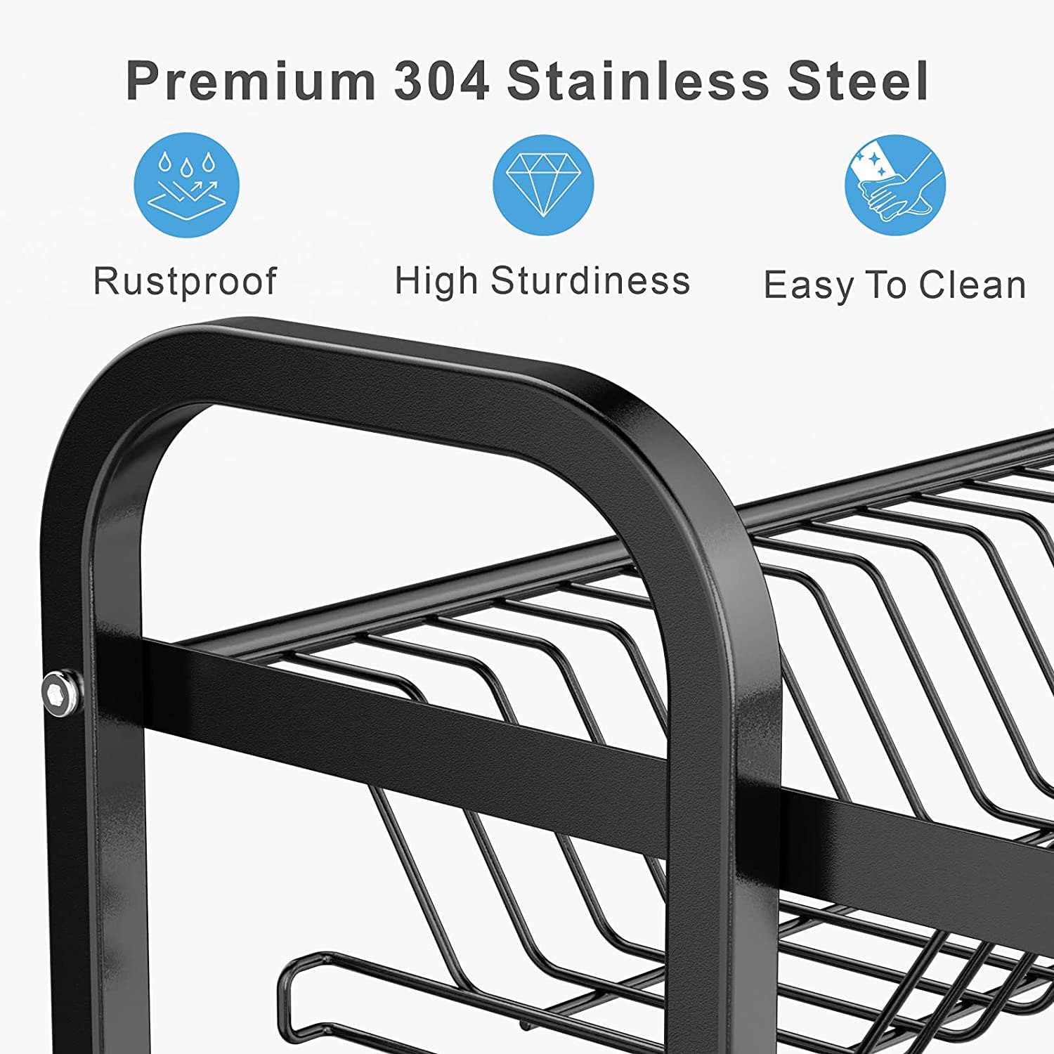 Kitchen & Bathroom DIY: Dish Rack 2 Tier Dish Dryer Drainer Stainless Steel Dish Drying Rack Drip Trays Side Holder Kitchen Storage Save Space