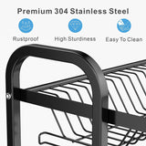 Kitchen & Bathroom DIY: Dish Rack 2 Tier Dish Dryer Drainer Stainless Steel Dish Drying Rack Drip Trays Side Holder Kitchen Storage Save Space