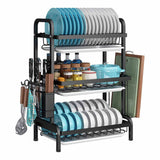 Kitchen & Bathroom DIY: Dish Rack 3 Tier Dish Dryer Drainer Stainless Steel Dish Drying Rack Drip Trays Side Holder Kitchen Storage Save Space