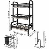 Kitchen & Bathroom DIY: Dish Rack 3 Tier Dish Dryer Drainer Stainless Steel Dish Drying Rack Drip Trays Side Holder Kitchen Storage Save Space