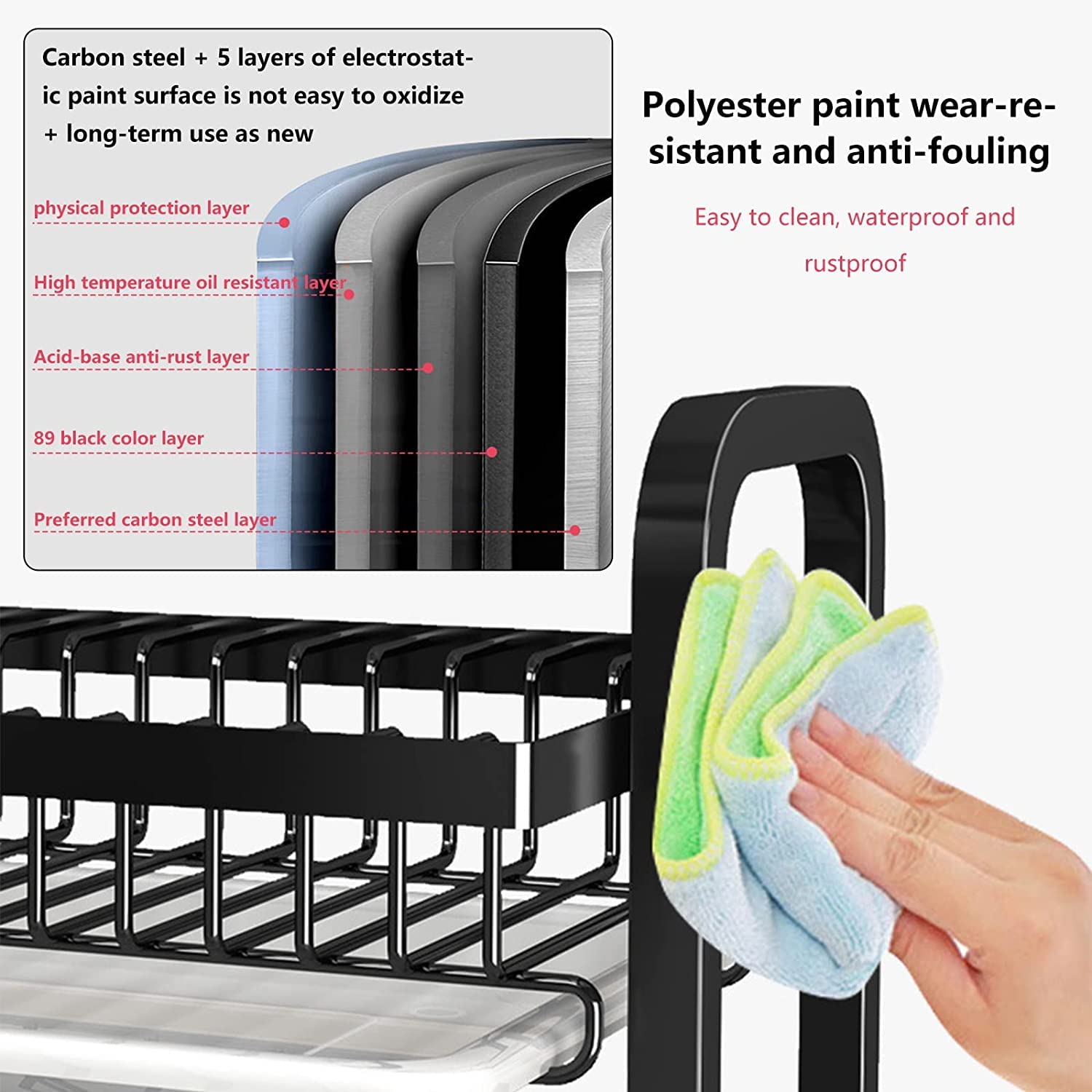 Kitchen & Bathroom DIY: Dish Rack 3 Tier Dish Dryer Drainer Stainless Steel Dish Drying Rack Drip Trays Side Holder Kitchen Storage Save Space