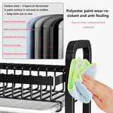 Kitchen & Bathroom DIY: Dish Rack 3 Tier Dish Dryer Drainer Stainless Steel Dish Drying Rack Drip Trays Side Holder Kitchen Storage Save Space