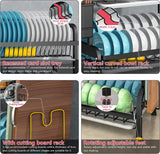 Kitchen & Bathroom DIY: Dish Rack 3 Tier Dish Dryer Drainer Stainless Steel Dish Drying Rack Drip Trays Side Holder Kitchen Storage Save Space