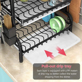 Kitchen & Bathroom DIY: Dish Rack 3 Tier Dish Dryer Drainer Stainless Steel Dish Drying Rack Drip Trays Side Holder Kitchen Storage Save Space