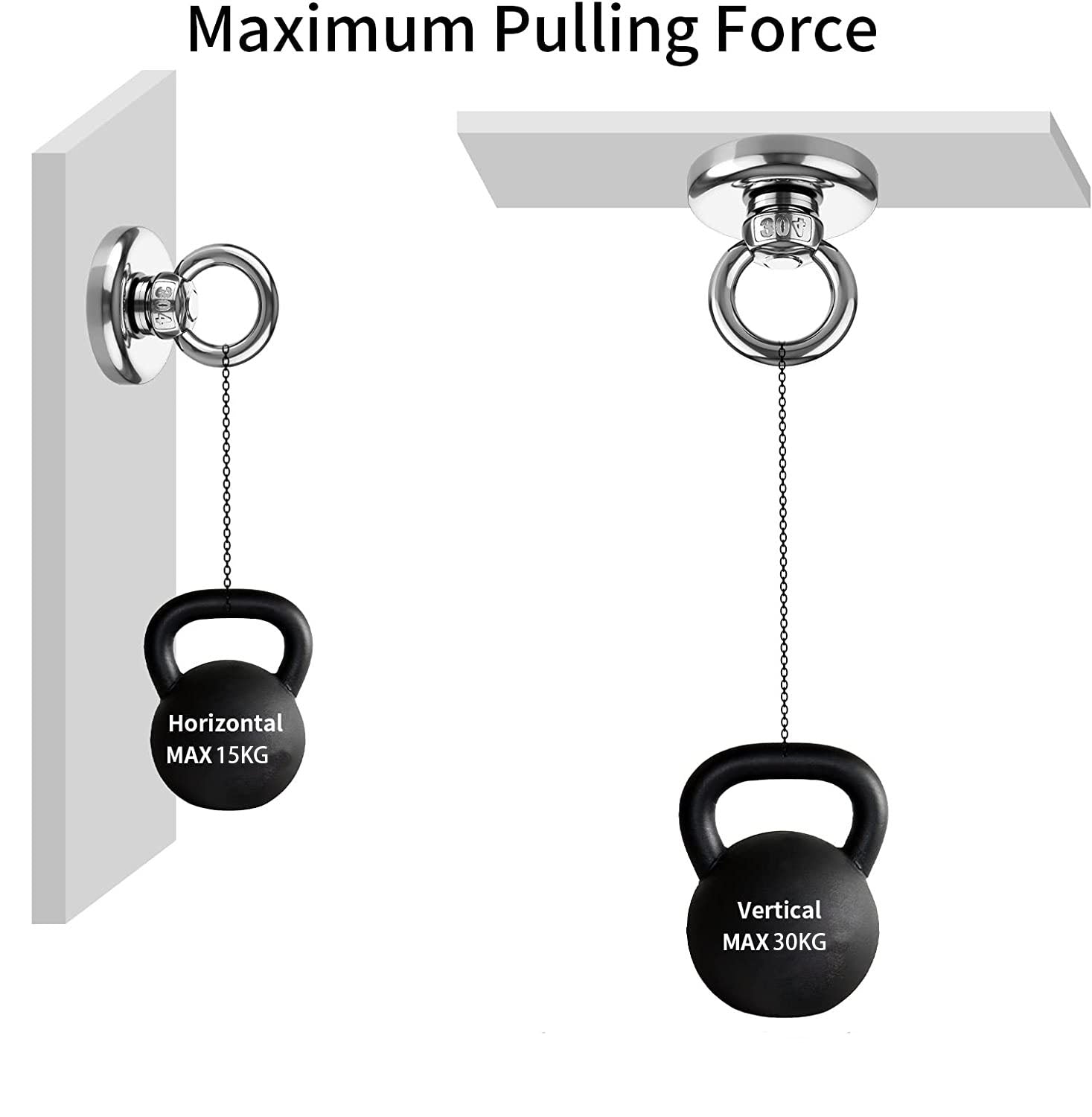 Hand Tools: Heavy Duty Magnetic Hooks 30KG Countersunk Hole Eyebolt Kitchen, Office and Garage