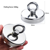 4WD Recovery Tools: Salvage 340KG Recovery Magnet Hook Countersunk Hole Eyebolt Treasure Hunting Fishing
