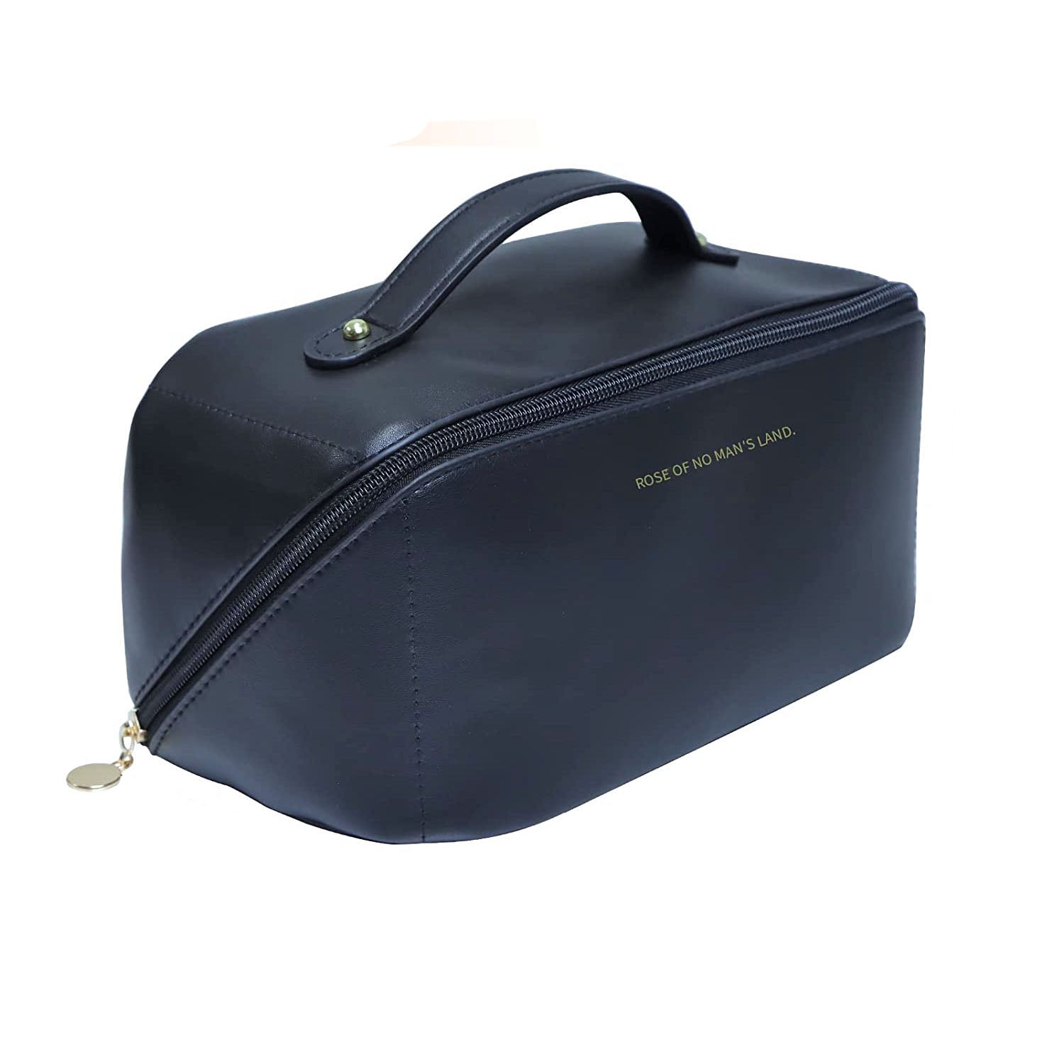Cosmetic & Toiletry Bags: Large Travel Cosmetic Bag Portable Make up Makeup Bag Waterproof PU Leather Storage Black