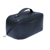 Cosmetic & Toiletry Bags: Large Travel Cosmetic Bag Portable Make up Makeup Bag Waterproof PU Leather Storage Black