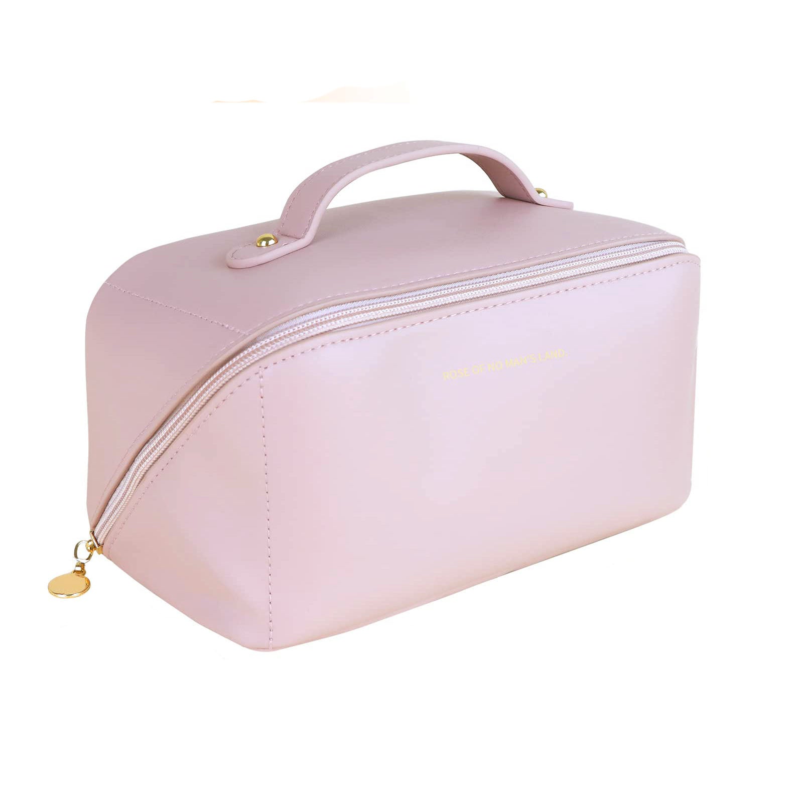 Cosmetic & Toiletry Bags: Large Travel Cosmetic Bag Portable Make up Makeup Bag Waterproof PU Leather Storage Pink
