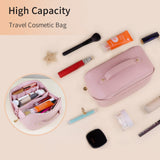 Cosmetic & Toiletry Bags: Large Travel Cosmetic Bag Portable Make up Makeup Bag Waterproof PU Leather Storage Pink