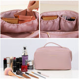 Cosmetic & Toiletry Bags: Large Travel Cosmetic Bag Portable Make up Makeup Bag Waterproof PU Leather Storage Pink