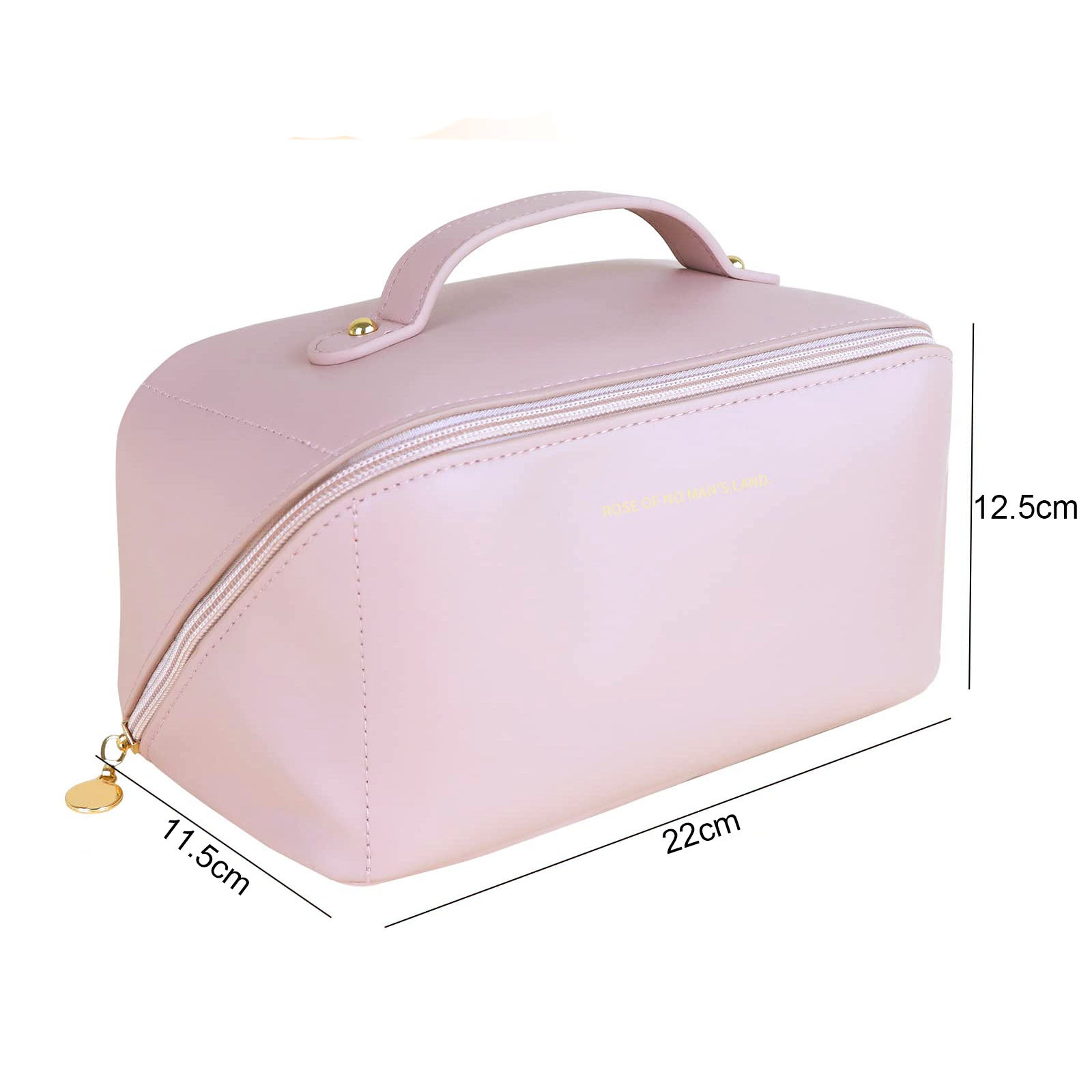 Cosmetic & Toiletry Bags: Large Travel Cosmetic Bag Portable Make up Makeup Bag Waterproof PU Leather Storage Pink