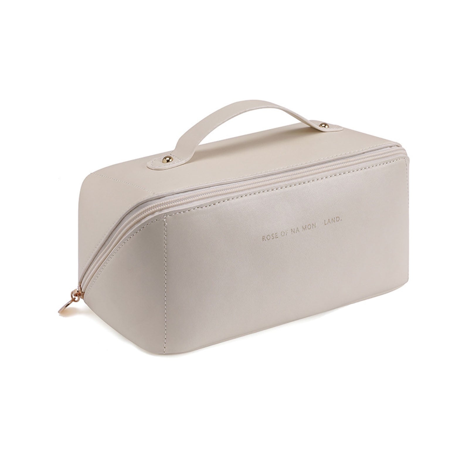 Cosmetic & Toiletry Bags: Large Travel Cosmetic Bag Portable Make up Makeup Bag Waterproof PU Leather Storage White