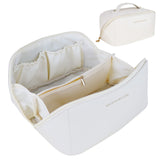 Cosmetic & Toiletry Bags: Large Travel Cosmetic Bag Portable Make up Makeup Bag Waterproof PU Leather Storage White