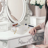 Cosmetic & Toiletry Bags: Large Travel Cosmetic Bag Portable Make up Makeup Bag Waterproof PU Leather Storage White