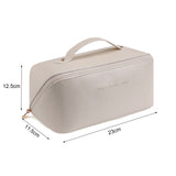 Cosmetic & Toiletry Bags: Large Travel Cosmetic Bag Portable Make up Makeup Bag Waterproof PU Leather Storage White