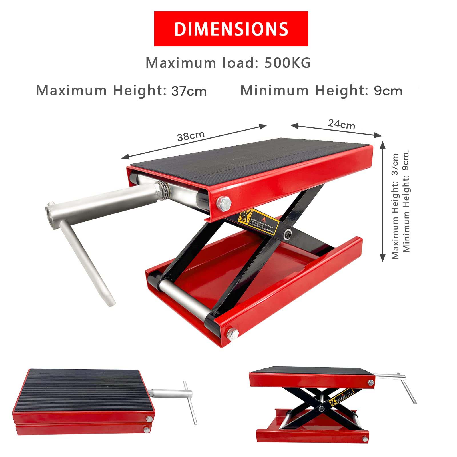 Automotive Lifts & Hoists: Motorcycle Bike ATV Wide Repair Deck Scissor Lift Jack Crank Hoist Stand 500kg