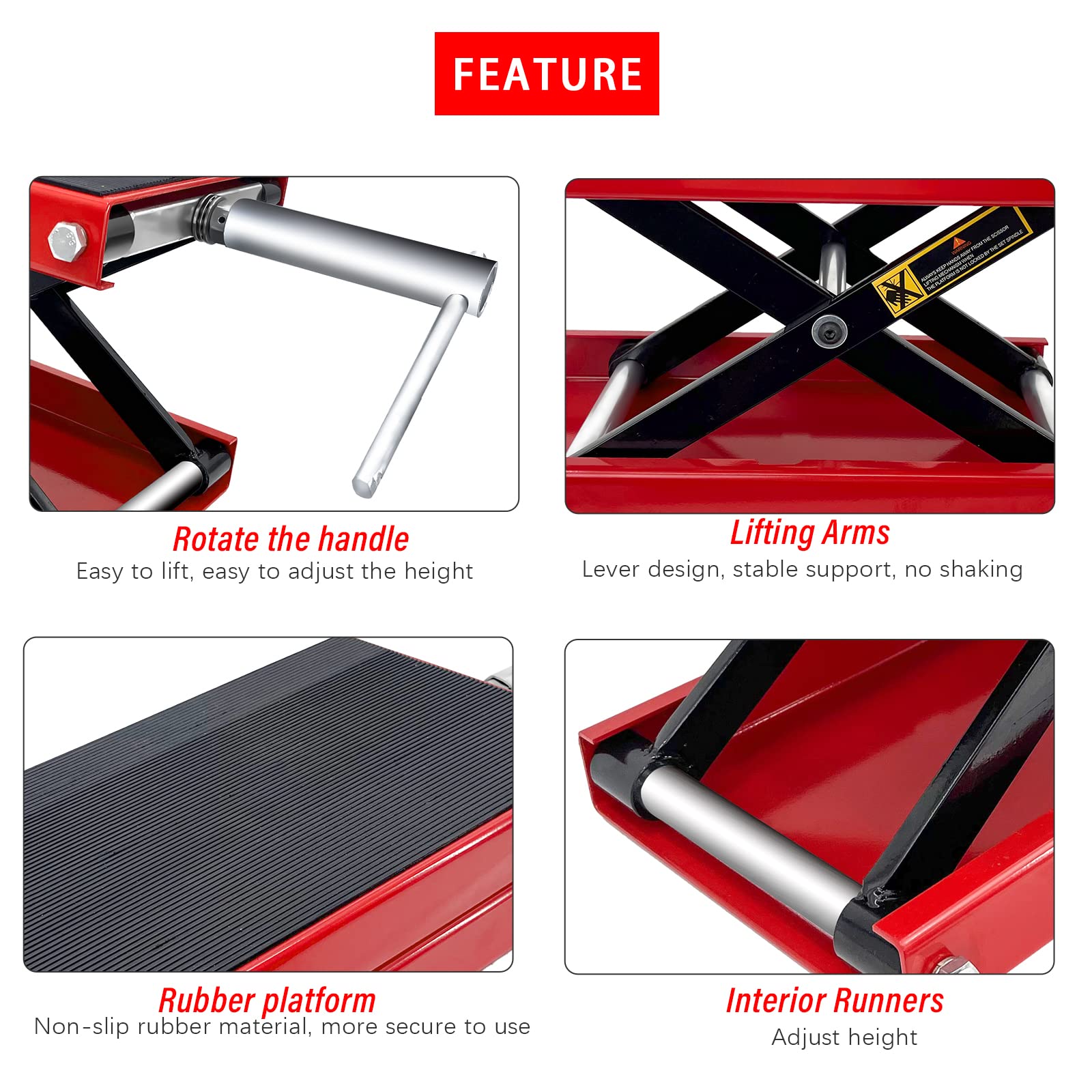 Automotive Lifts & Hoists: Motorcycle Bike ATV Wide Repair Deck Scissor Lift Jack Crank Hoist Stand 500kg
