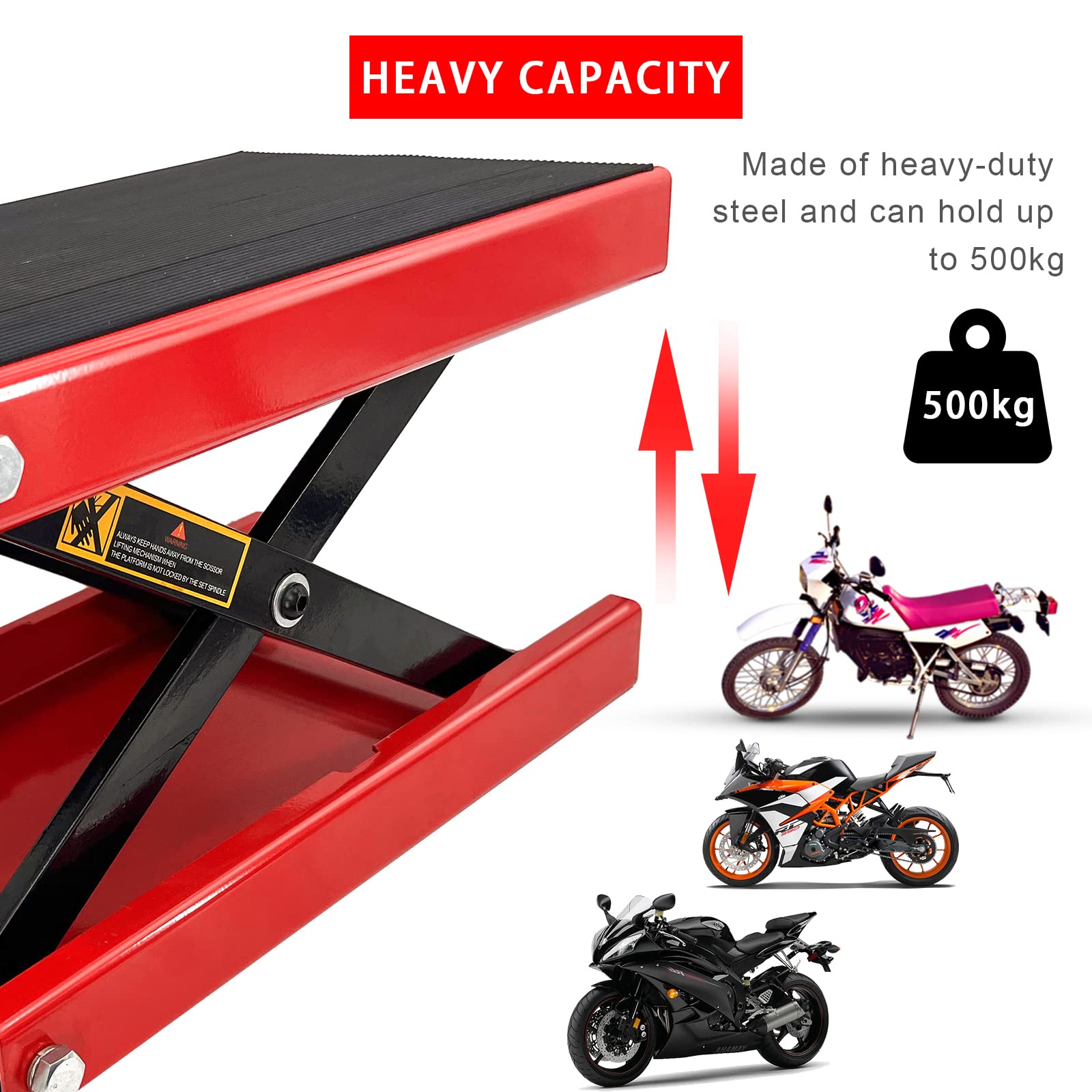 Automotive Lifts & Hoists: Motorcycle Bike ATV Wide Repair Deck Scissor Lift Jack Crank Hoist Stand 500kg