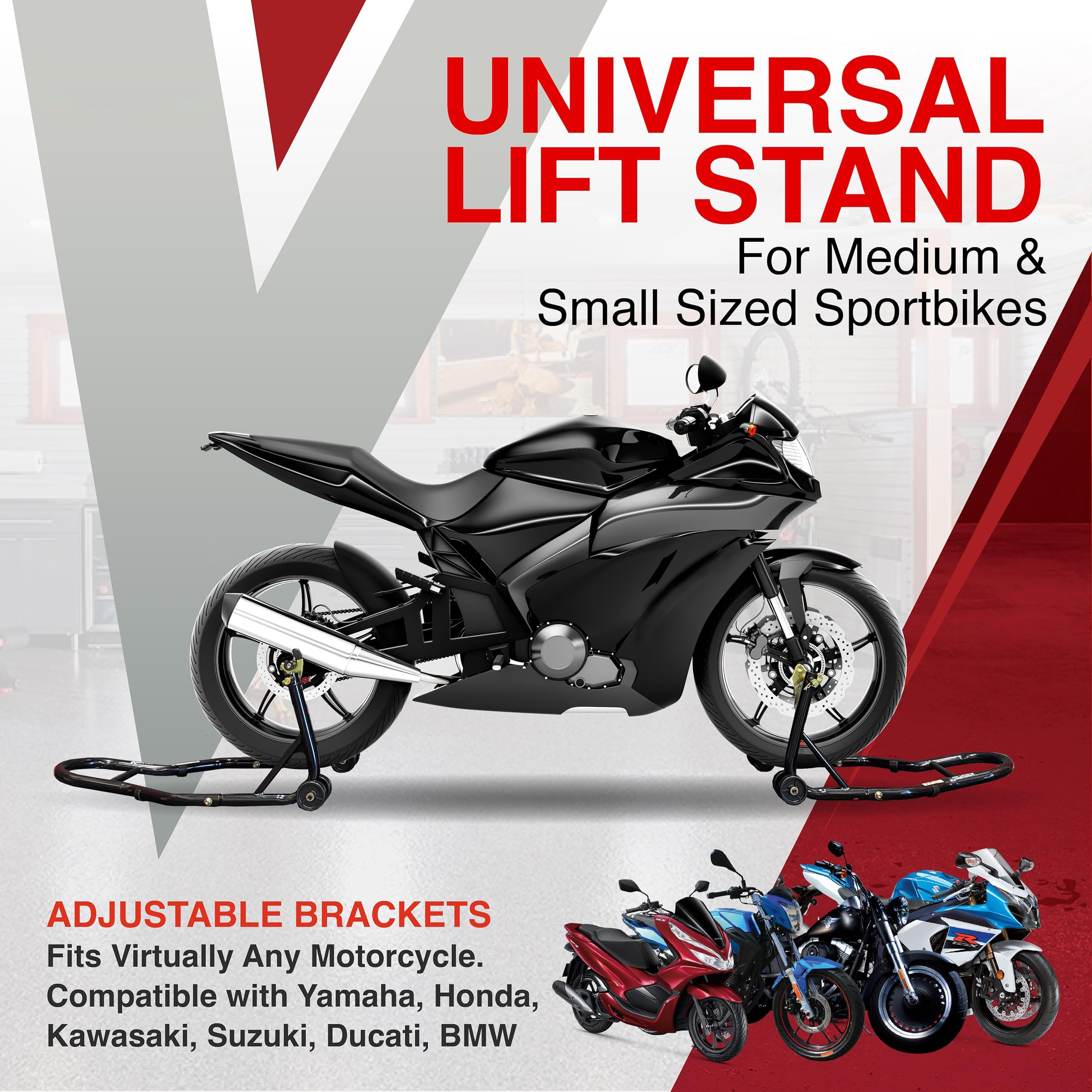 Camera Accessories: Motorcycle Universal Paddock Front & Rear Stand Lift Fork Stand Rear Wheel Swingarm Spool