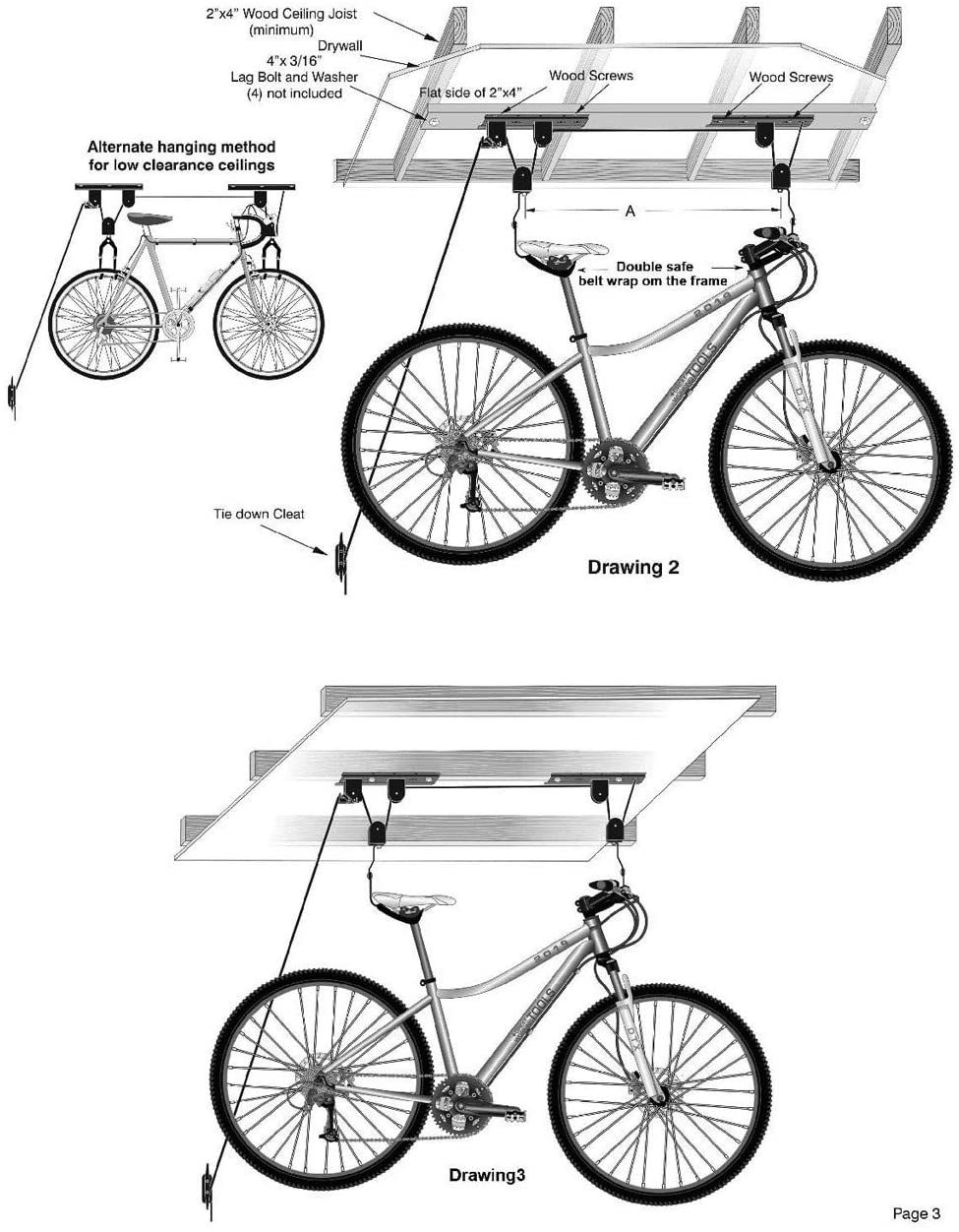 Kitchen & Bathroom DIY: Kayak Bike Hoists Hanger Ladder Ceiling Mount 20kg Capacity Hooks Pulleys