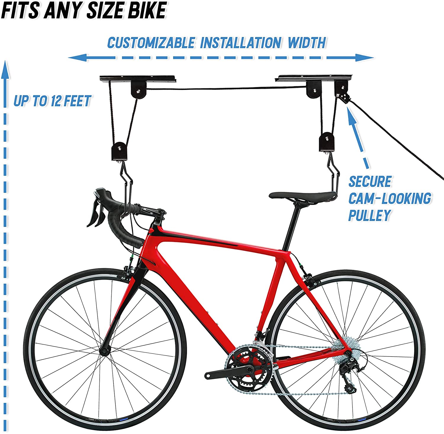 Kitchen & Bathroom DIY: Kayak Bike Hoists Hanger Ladder Ceiling Mount 20kg Capacity Hooks Pulleys