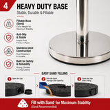 2 Pack Queue Barrier Stanchion Posts Retractable Belt Crowd Control Safety Barrier Silver Red
