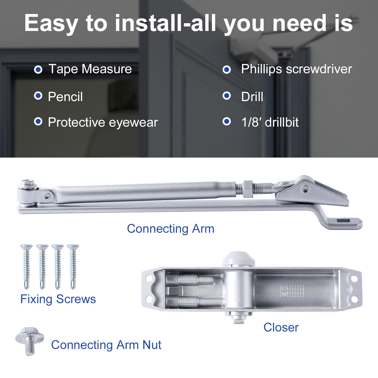 Door Hardware: Auto Commercial Door Closers Hydraulic Door Closer for Home  Commercial Door 25-45kg
