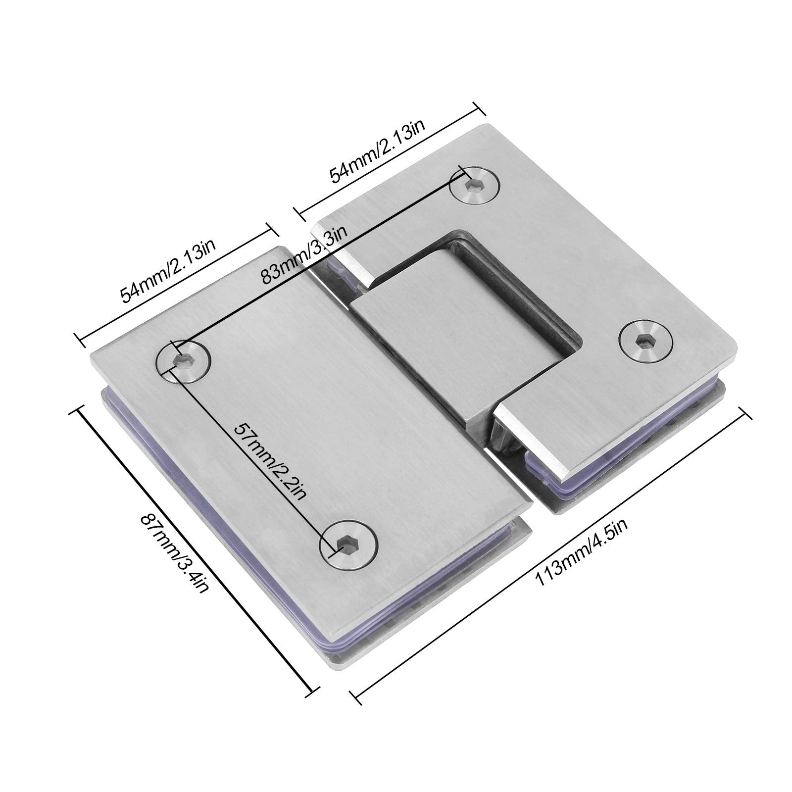 Kitchen & Bathroom DIY: Shower Glass Door Gate Hinge 304 Stainless Steel 180 Degrees Polished Chrome Finish