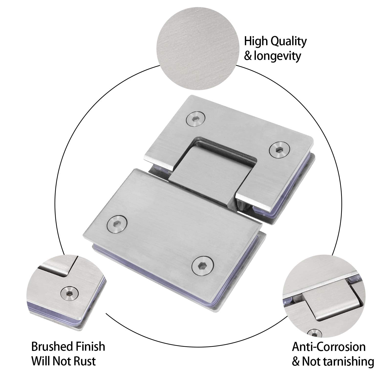 Kitchen & Bathroom DIY: Shower Glass Door Gate Hinge 304 Stainless Steel 180 Degrees Polished Chrome Finish