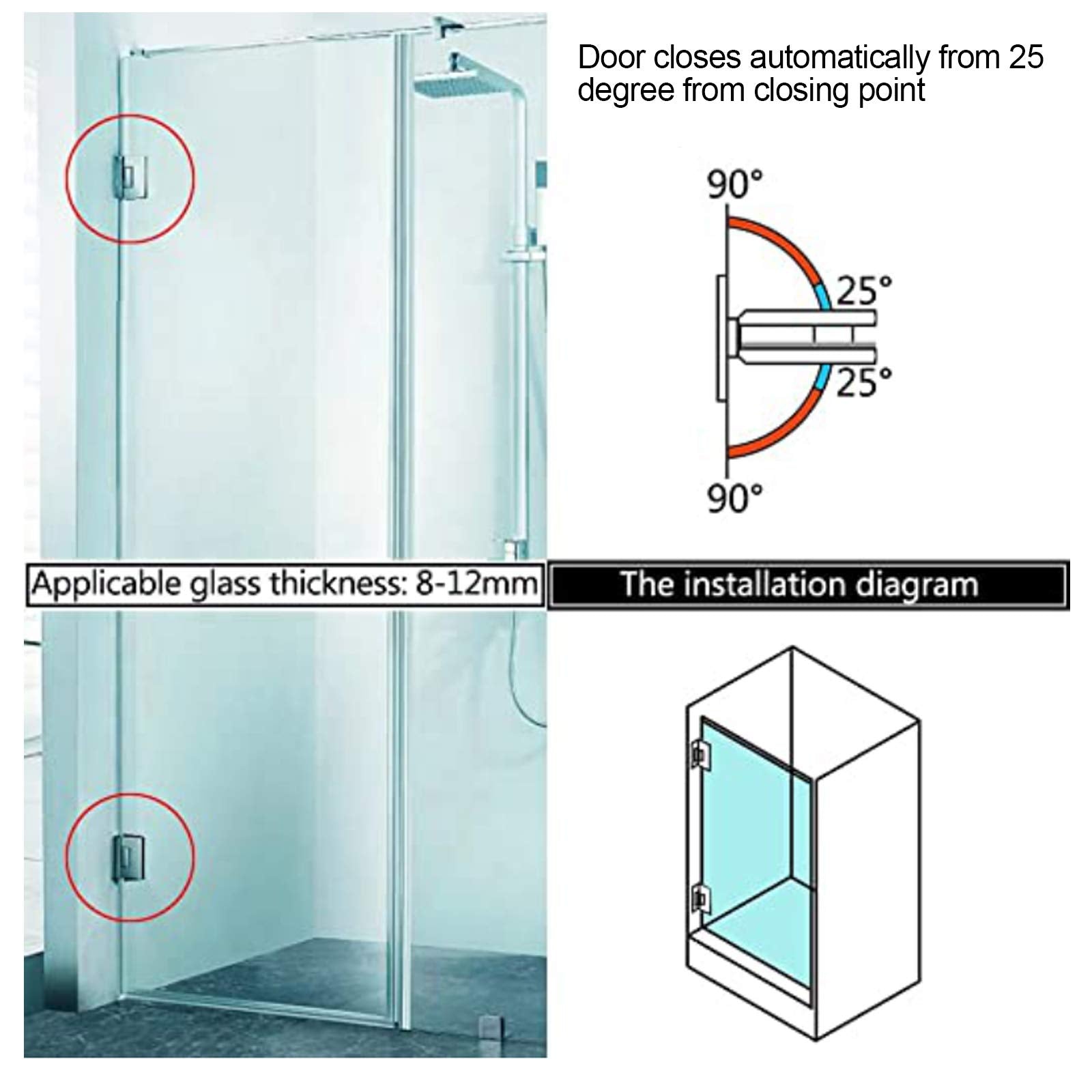 Kitchen & Bathroom DIY: 90 Degree Glass Door Cupboard Showcase Cabinet Clamp Glass Shower Doors Hinge 304 Steel