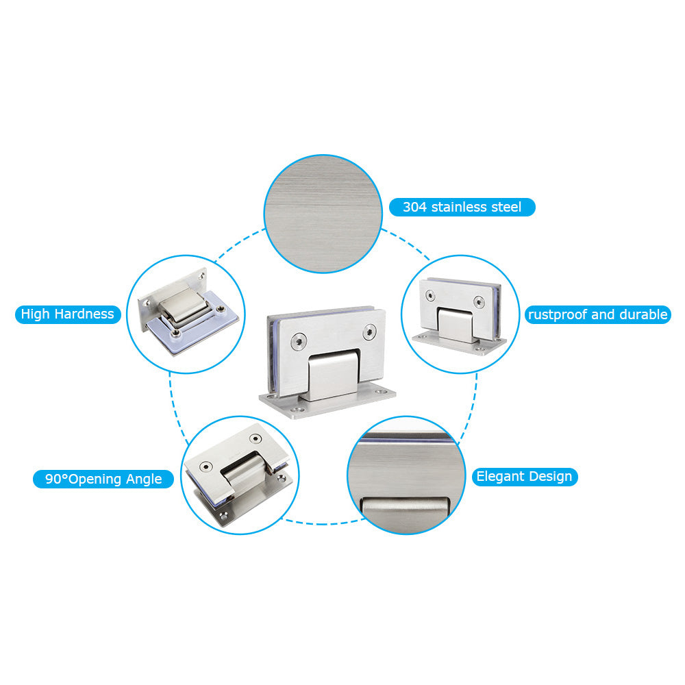 Kitchen & Bathroom DIY: 90 Degree Glass Door Cupboard Showcase Cabinet Clamp Glass Shower Doors Hinge 304 Steel