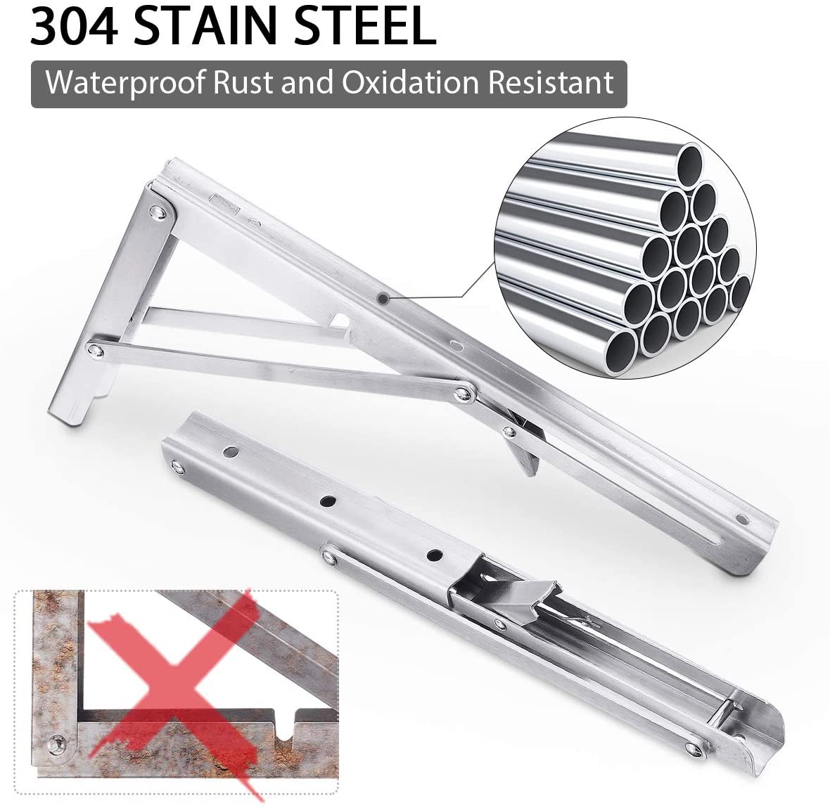 Kitchen & Bathroom DIY: 2PCS 14inch Steel Wall Mounted Folding Triangle Angle Shelf Support Bracket Rack
