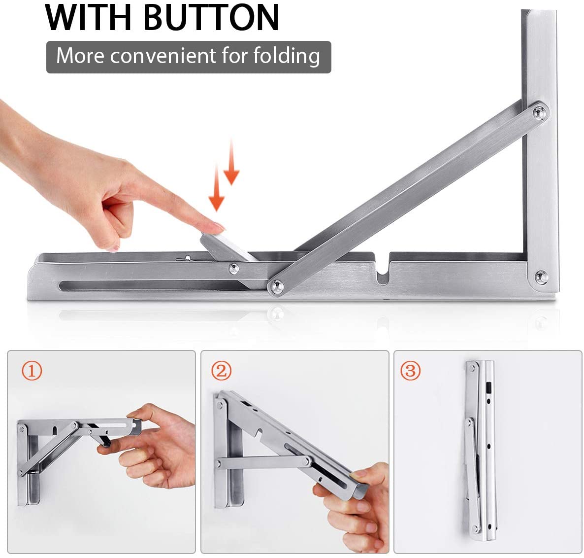 Kitchen & Bathroom DIY: 2PCS 14inch Steel Wall Mounted Folding Triangle Angle Shelf Support Bracket Rack