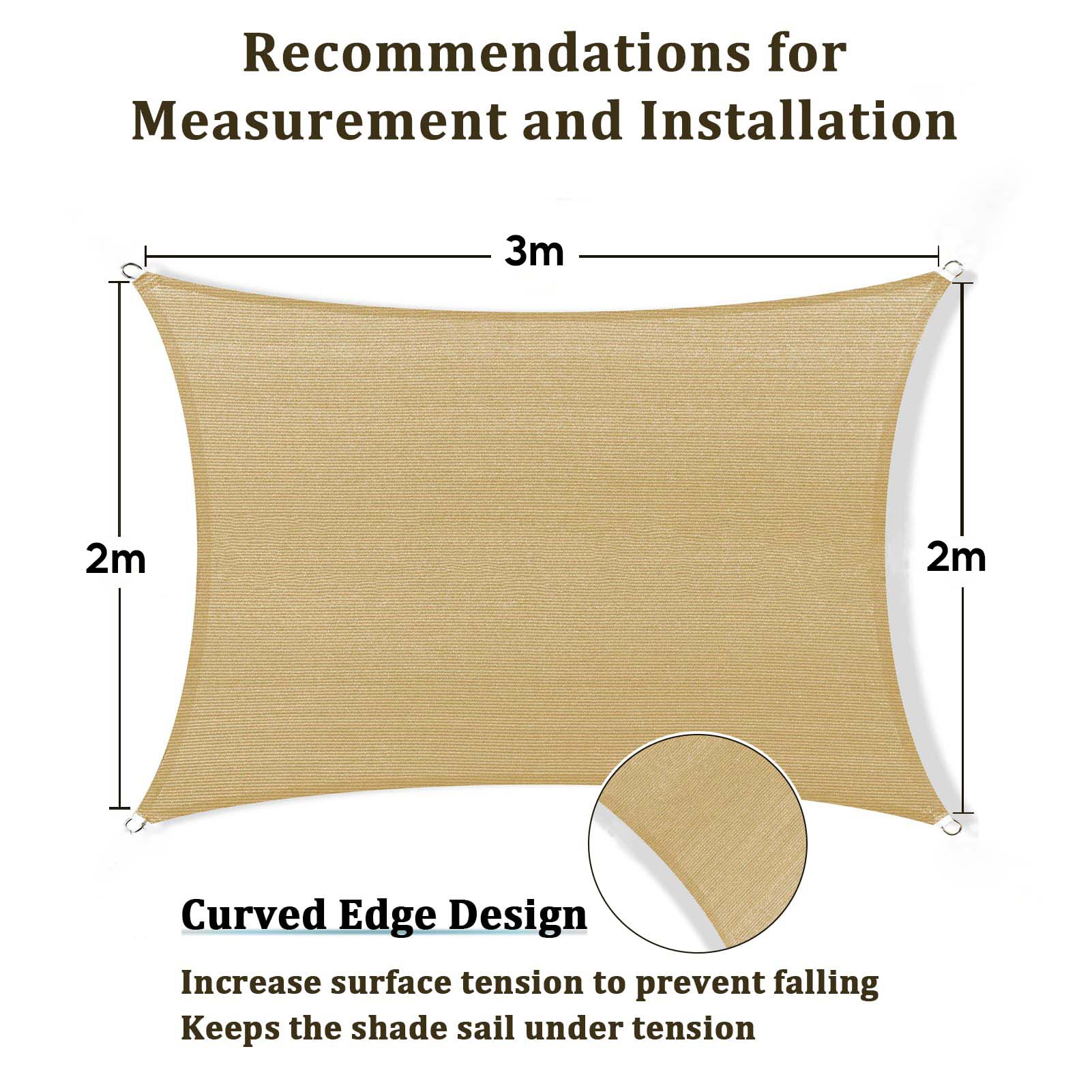 Umbrellas & Sunshades: 2m x 3m Rectangle Sun Shade Sails for Patios Sun UV Outdoor Canopy Backyard Sunshades