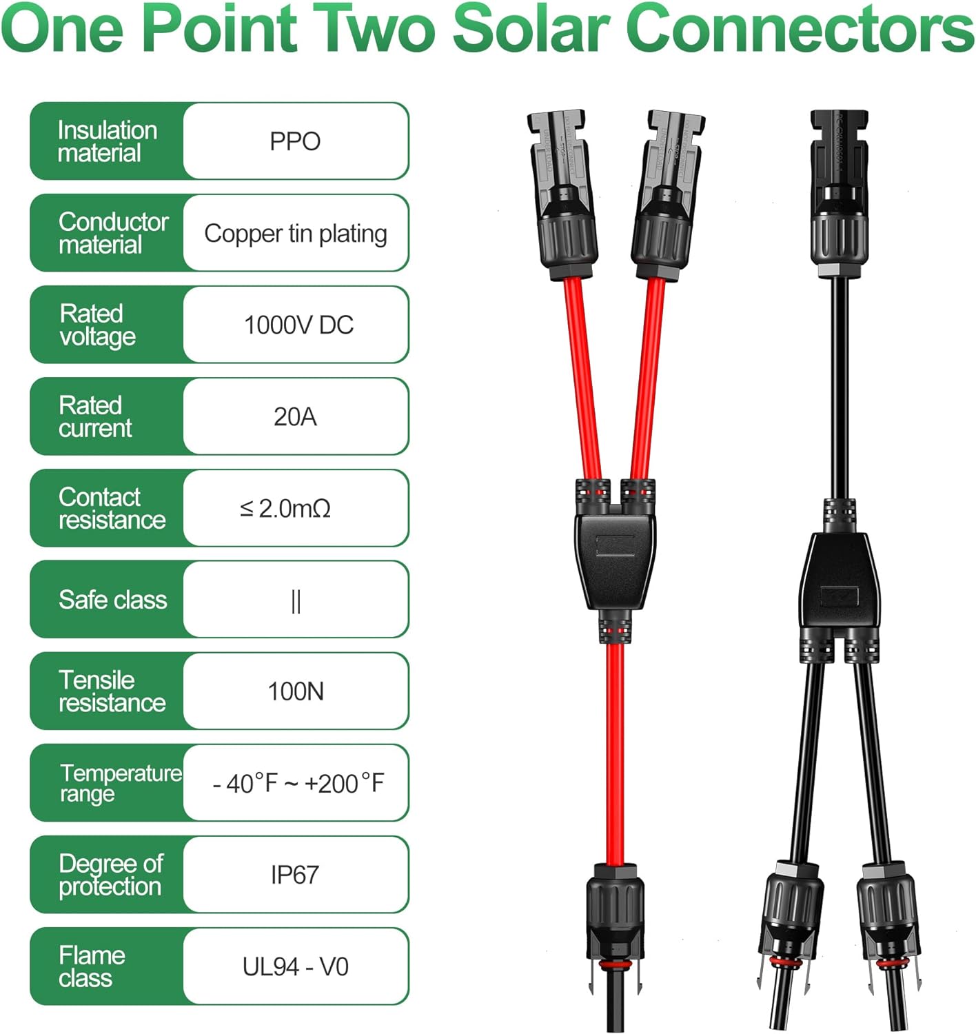 Automotive Repair & Speciality Tools: 1 Pair Solar Connector Y Branch Parallel Adapter Cable Solar Panel Connectors Wire Plug Solar Panel