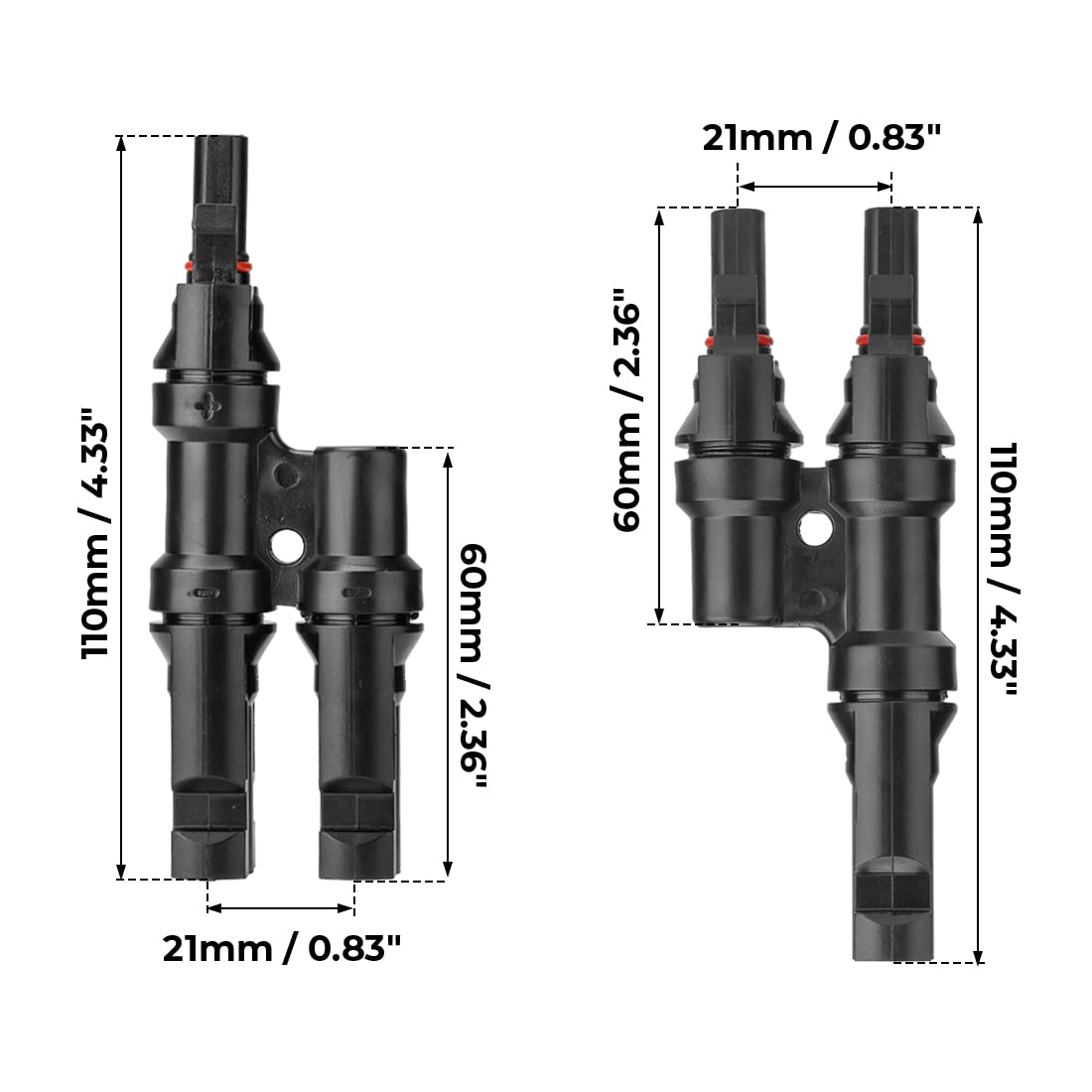 Automotive Repair & Speciality Tools: 1 Pair 2 To 1 2 branch Waterproof T Branch Cable Connectors Solar PV Panel Connector Male & Female