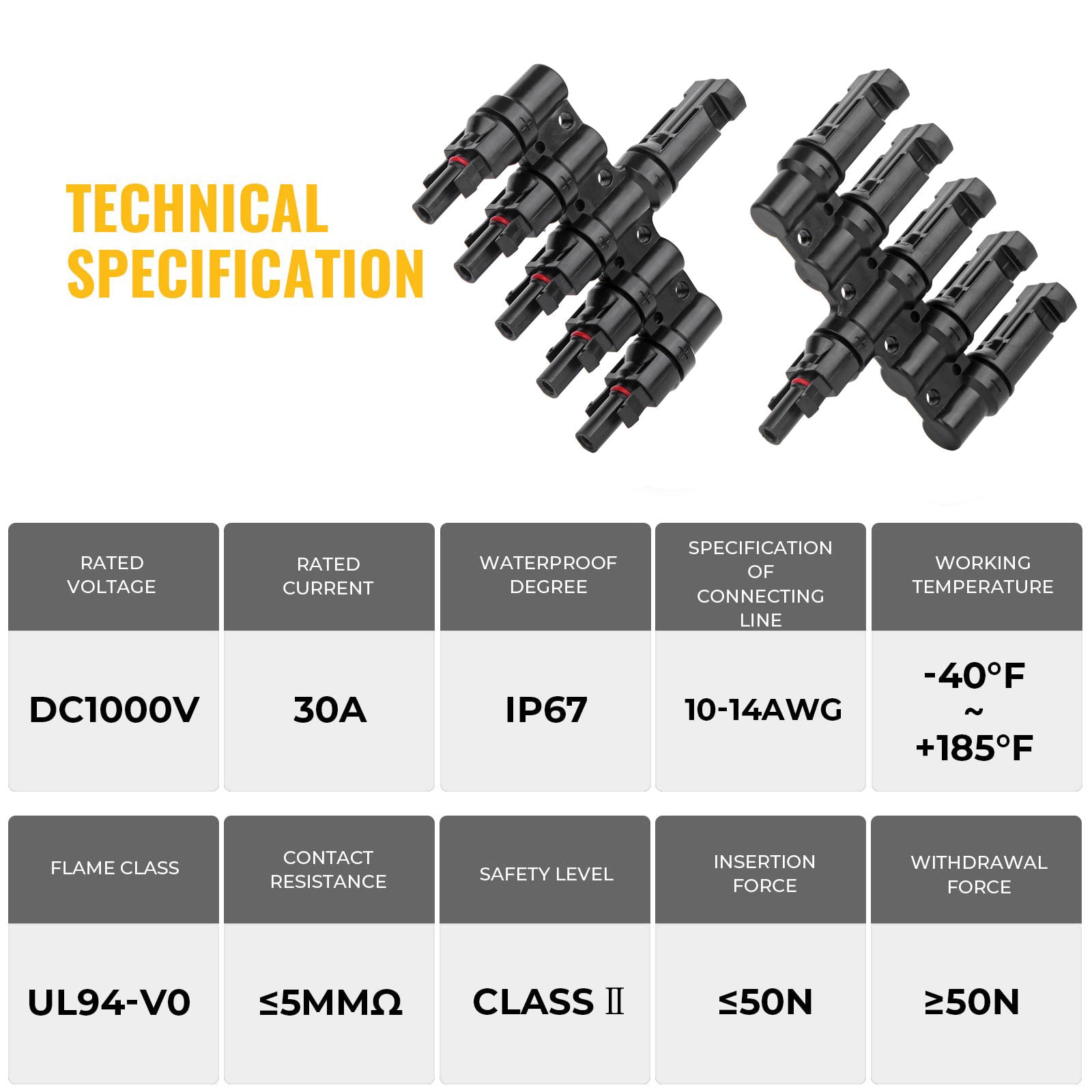 Automotive Repair & Speciality Tools: 1 Pair 5 To 1 5 branch Waterproof T Branch Cable Connectors Solar PV Panel Connector Male & Female