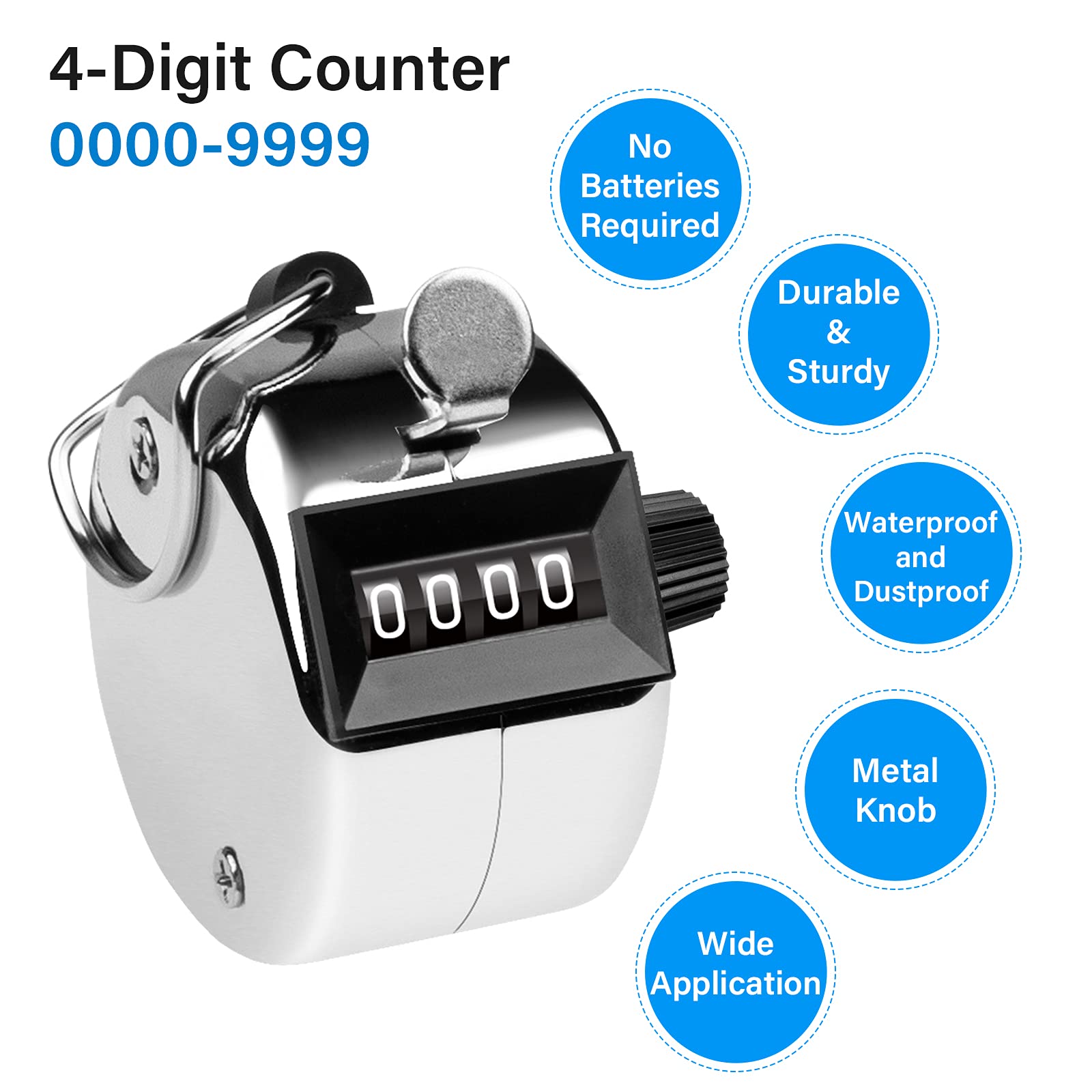 Gym Equipment & Accessories: Hand Tally Counter 4-Digit Lap Counters Clicker Pitch for Counting Knitting Coaching