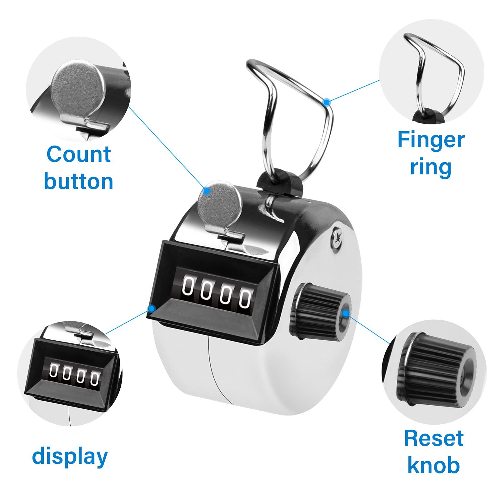 Gym Equipment & Accessories: Hand Tally Counter 4-Digit Lap Counters Clicker Pitch for Counting Knitting Coaching