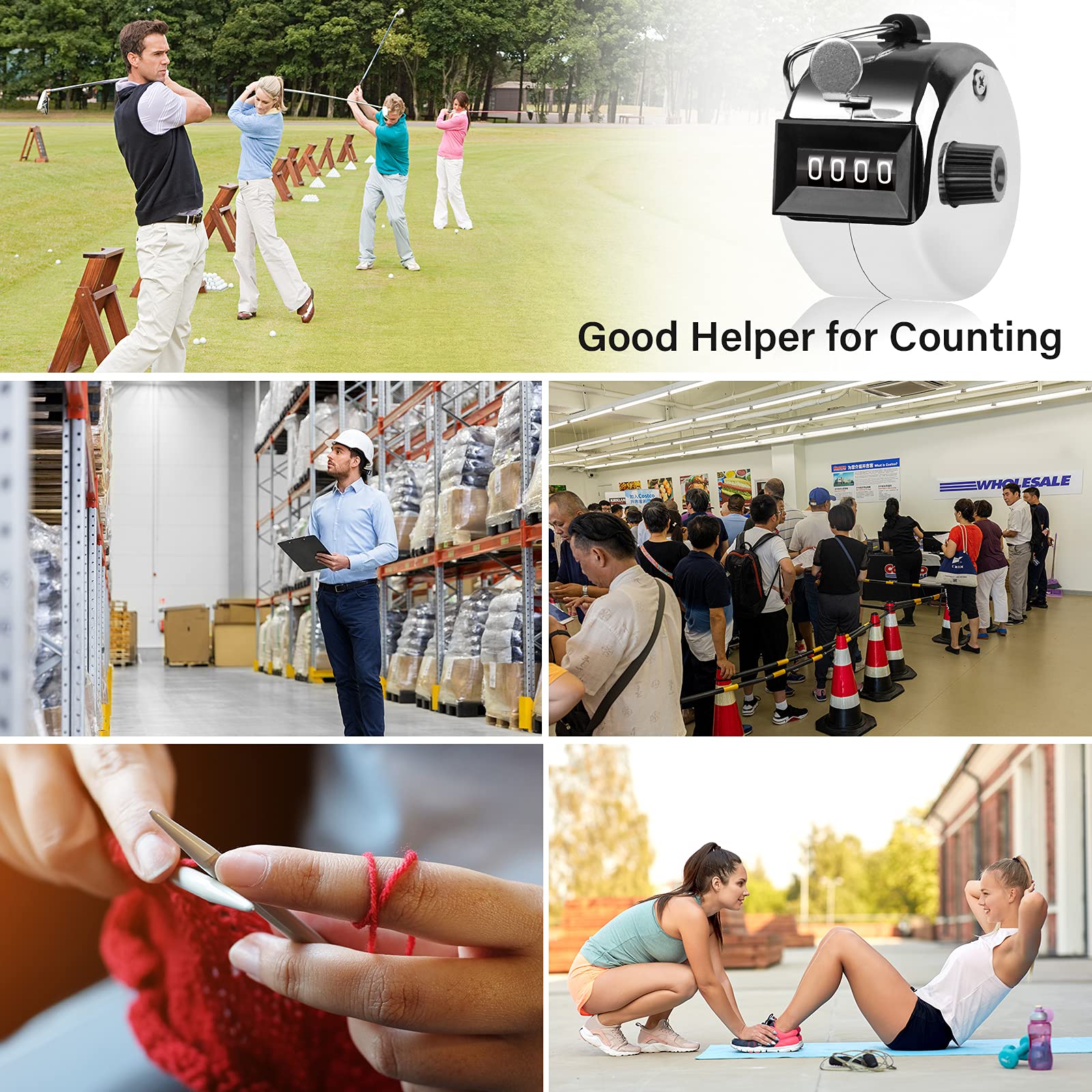 Gym Equipment & Accessories: Hand Tally Counter 4-Digit Lap Counters Clicker Pitch for Counting Knitting Coaching
