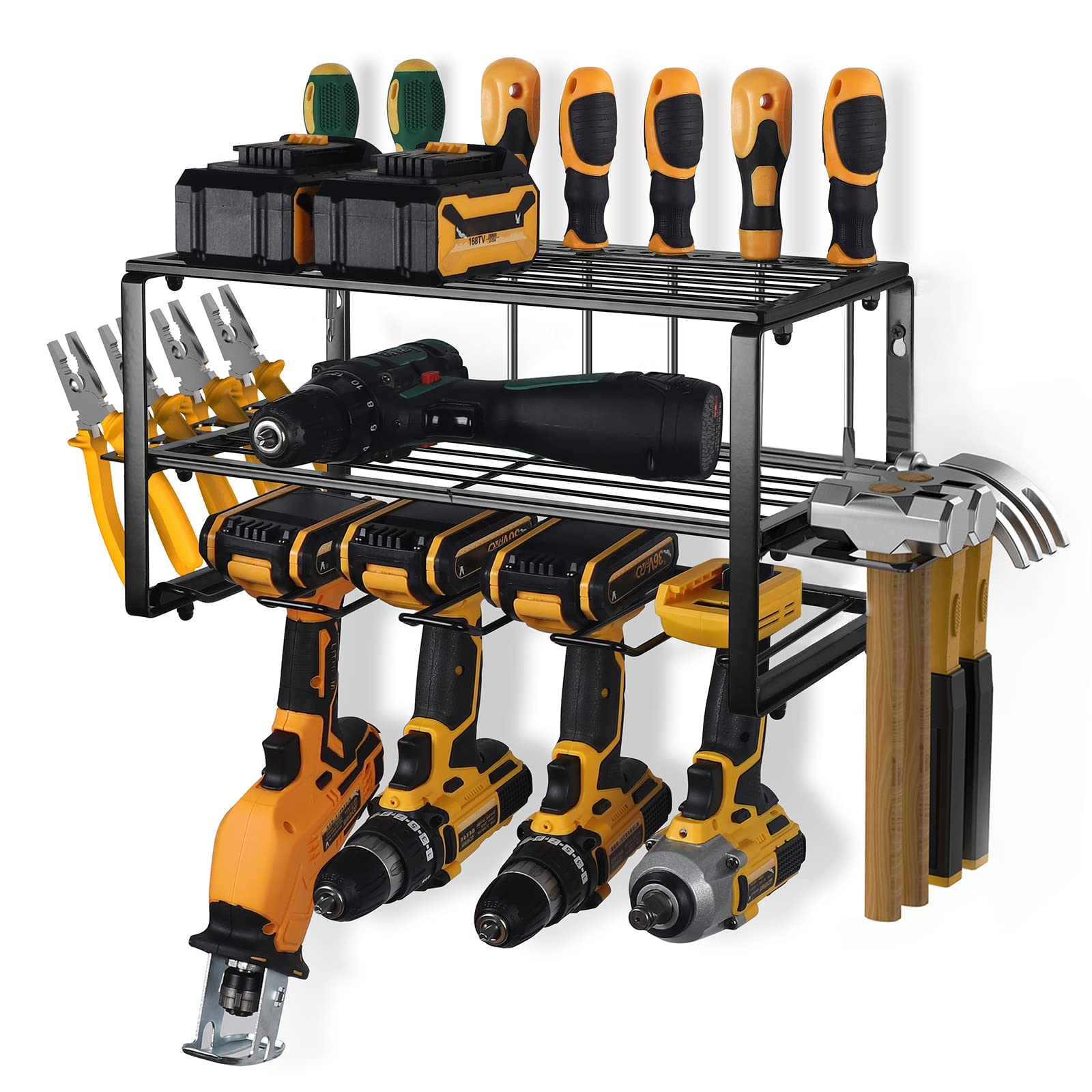 Gardening Accessories: 40cm Power Tool Organizer 4 Layers Garage Tool Storage Rack Workshop Tool Shelf Drill Pliers Hammer Rack