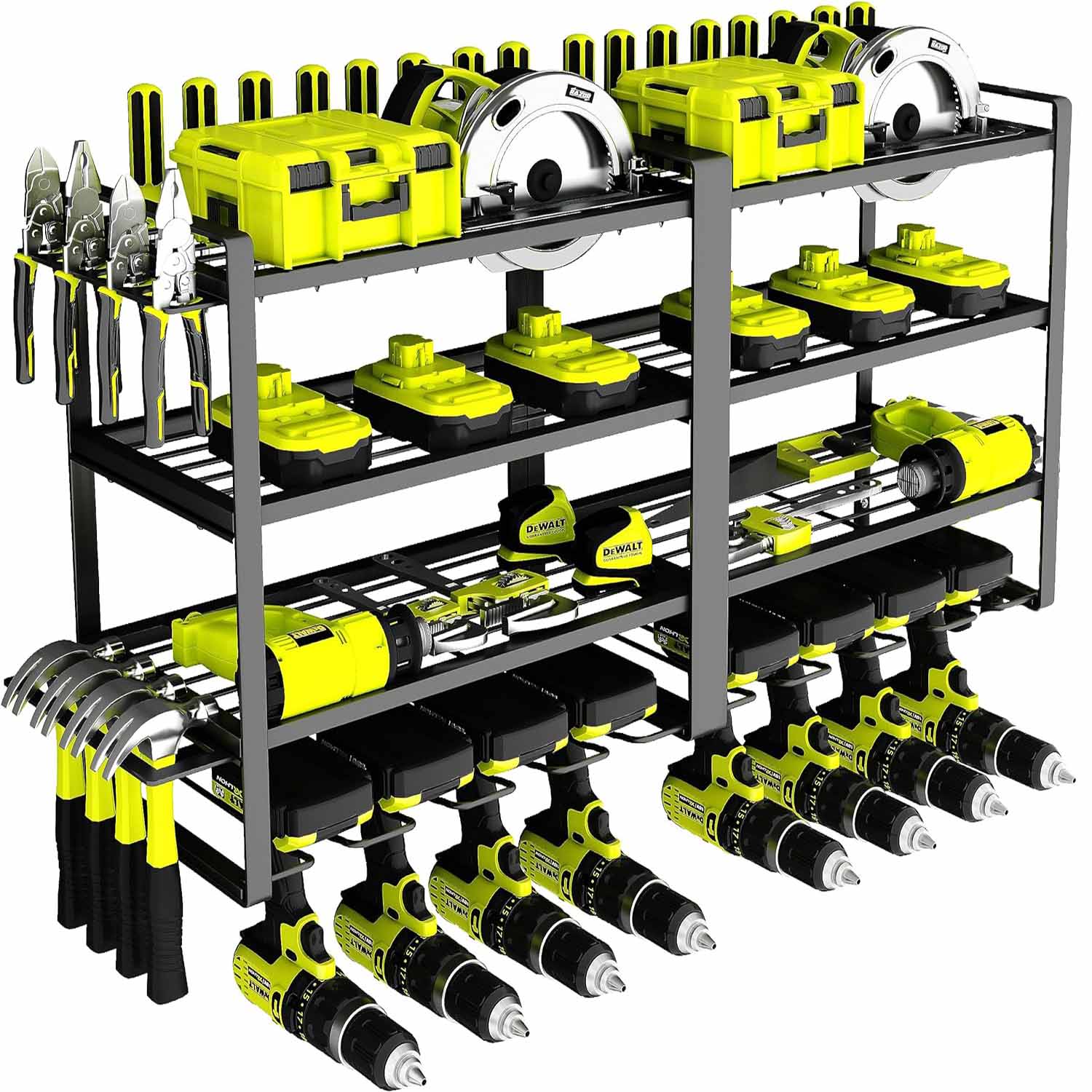 Gardening Accessories: Large Power Tool Organizer 4 Layers Garage Tool Storage Rack Workshop Tool Shelf Drill Pliers Hammer Rack