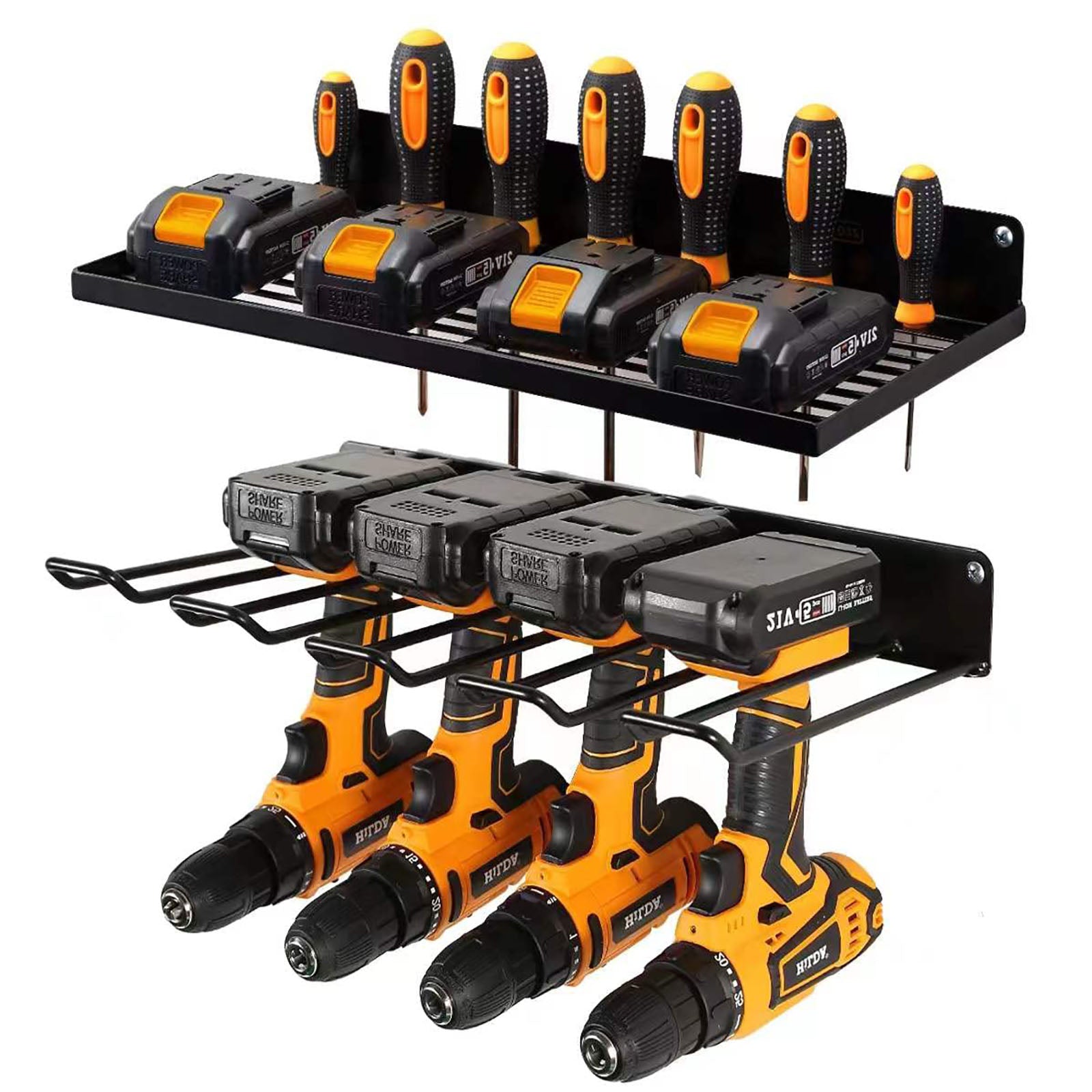Bicycle Stands & Storage: Power Tool Organizer Drill Holder Wall Mount Garage Storage Shelves Rack Wall Storage Organizer Set
