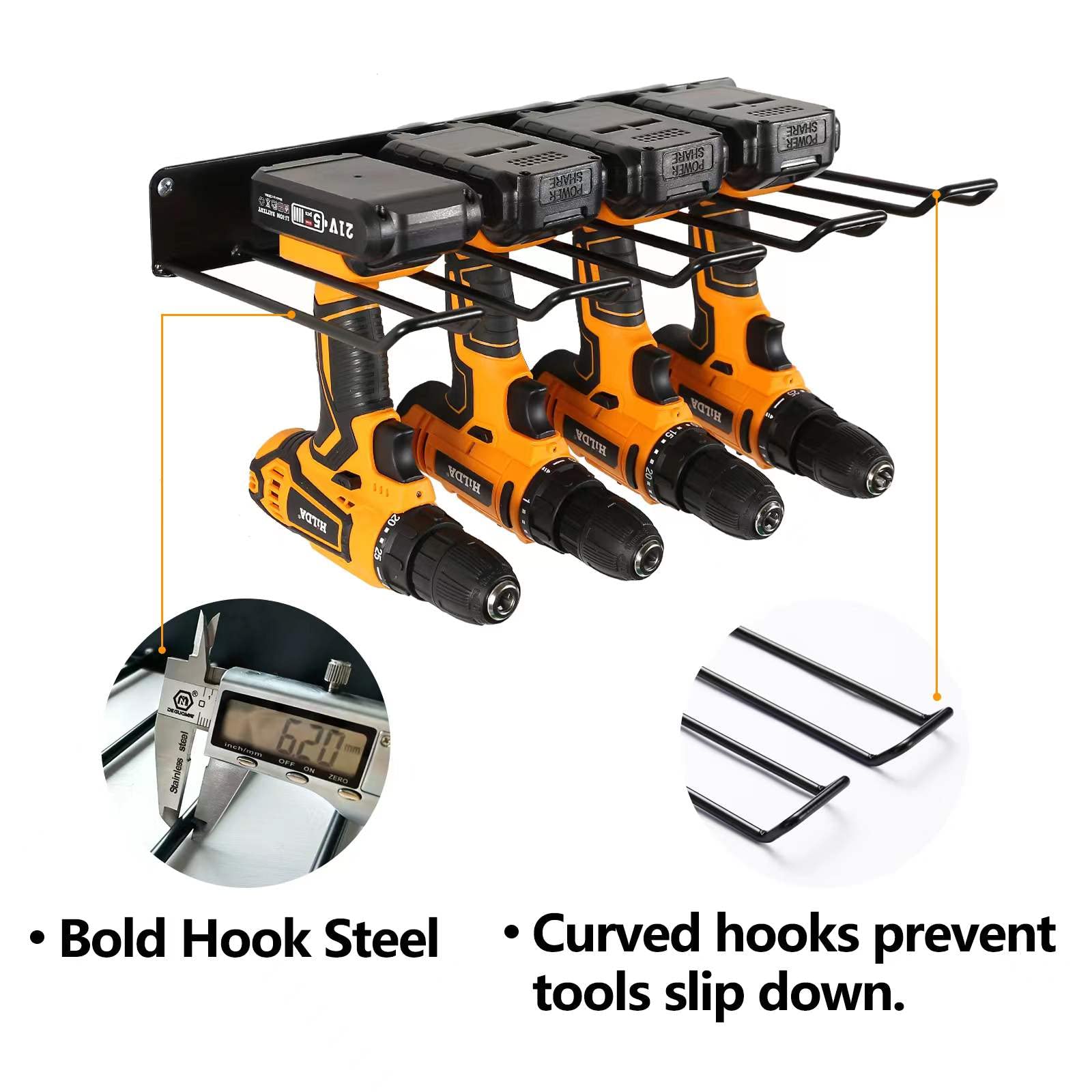 Bicycle Stands & Storage: Power Tool Organizer Drill Holder Wall Mount Garage Storage Shelves Rack Wall Storage Organizer Set