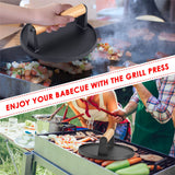 BBQ Tools: Heavy Duty Round Cast Iron Grill Burger Press Pre-Seasoned Steak Griddle BBQ Grilling