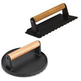 BBQ Tools: Heavy Duty Round / Rectangle Cast Iron Grill Burger Press Pre-Seasoned Steak Griddle BBQ Grilling