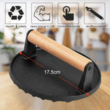BBQ Tools: Heavy Duty Round / Rectangle Cast Iron Grill Burger Press Pre-Seasoned Steak Griddle BBQ Grilling