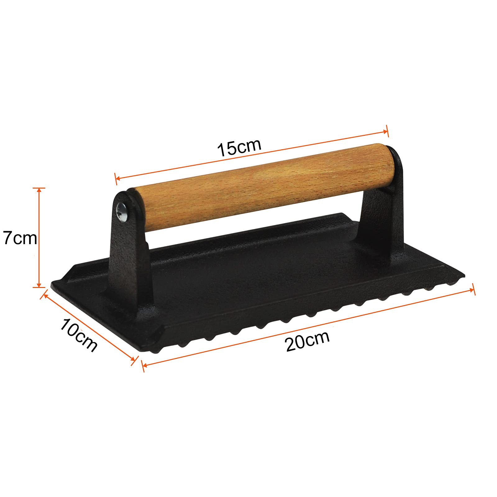 BBQ Tools: Heavy Duty Rectangular Cast Iron Grill Burger Press Pre-Seasoned Steak Griddle BBQ Grilling